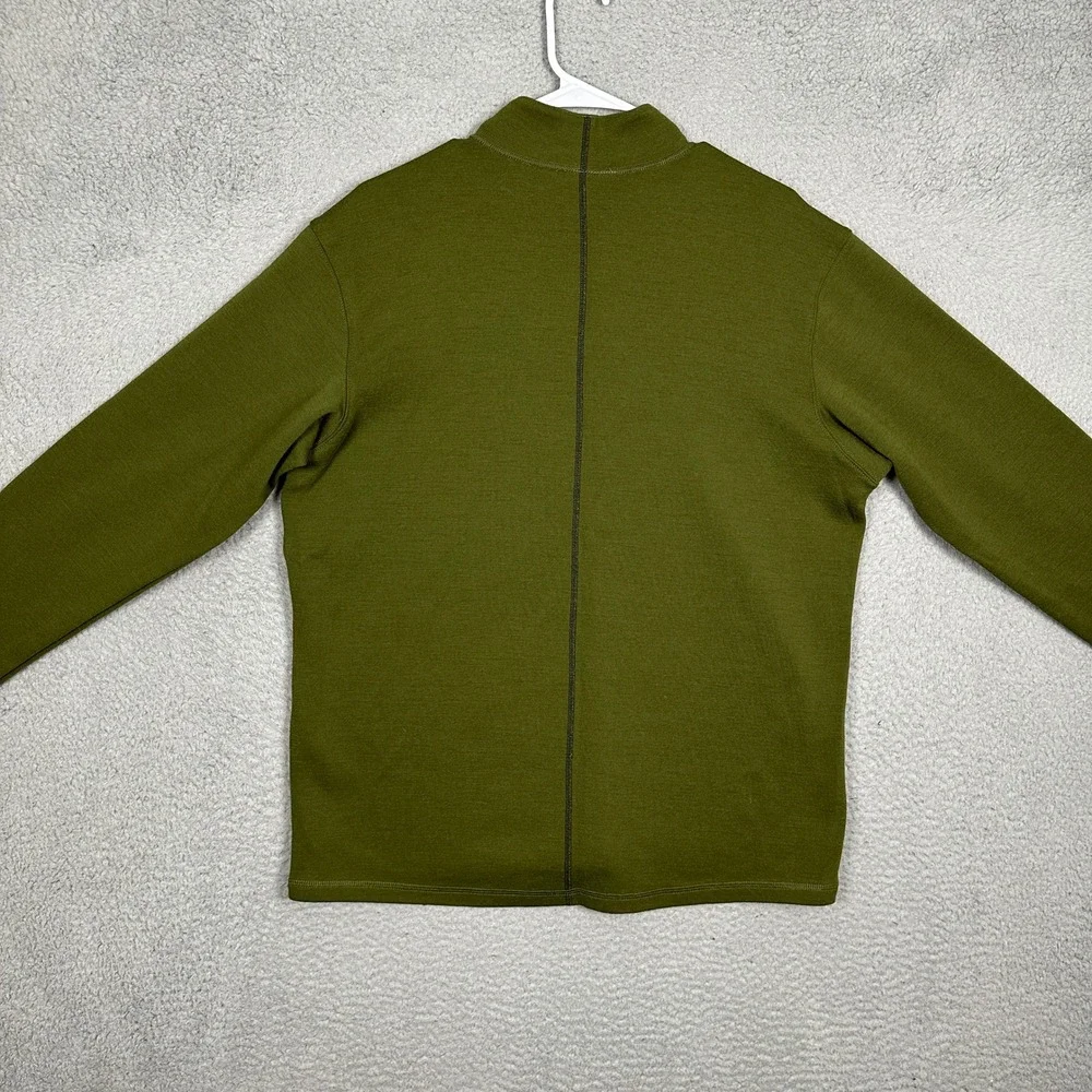 Ibex Sweater Mens XL Mock Neck Olive Green Center Seam Pullover 100% Merino Wool